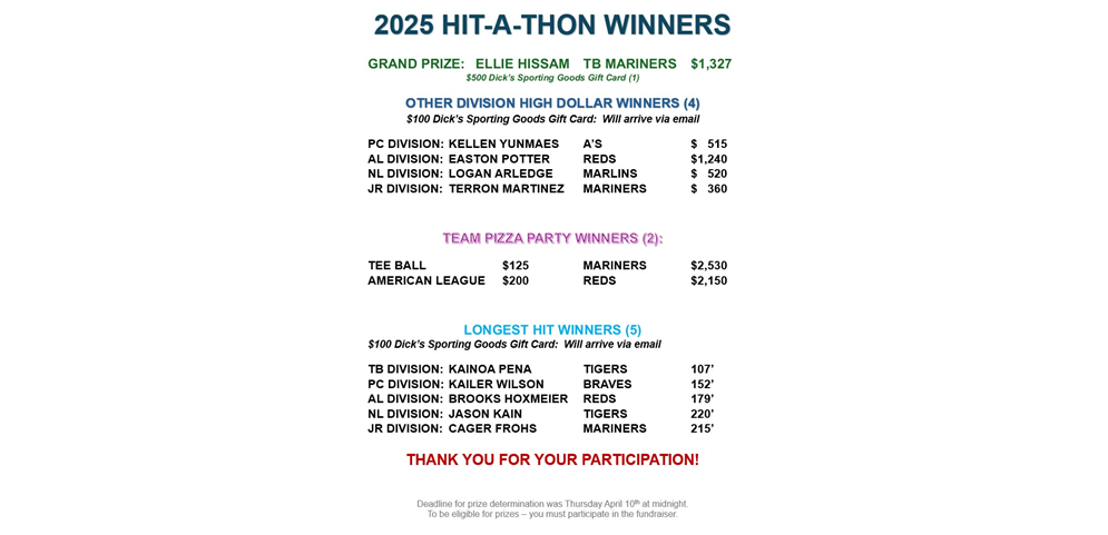 2025 HIT-A-THON  WINNERS